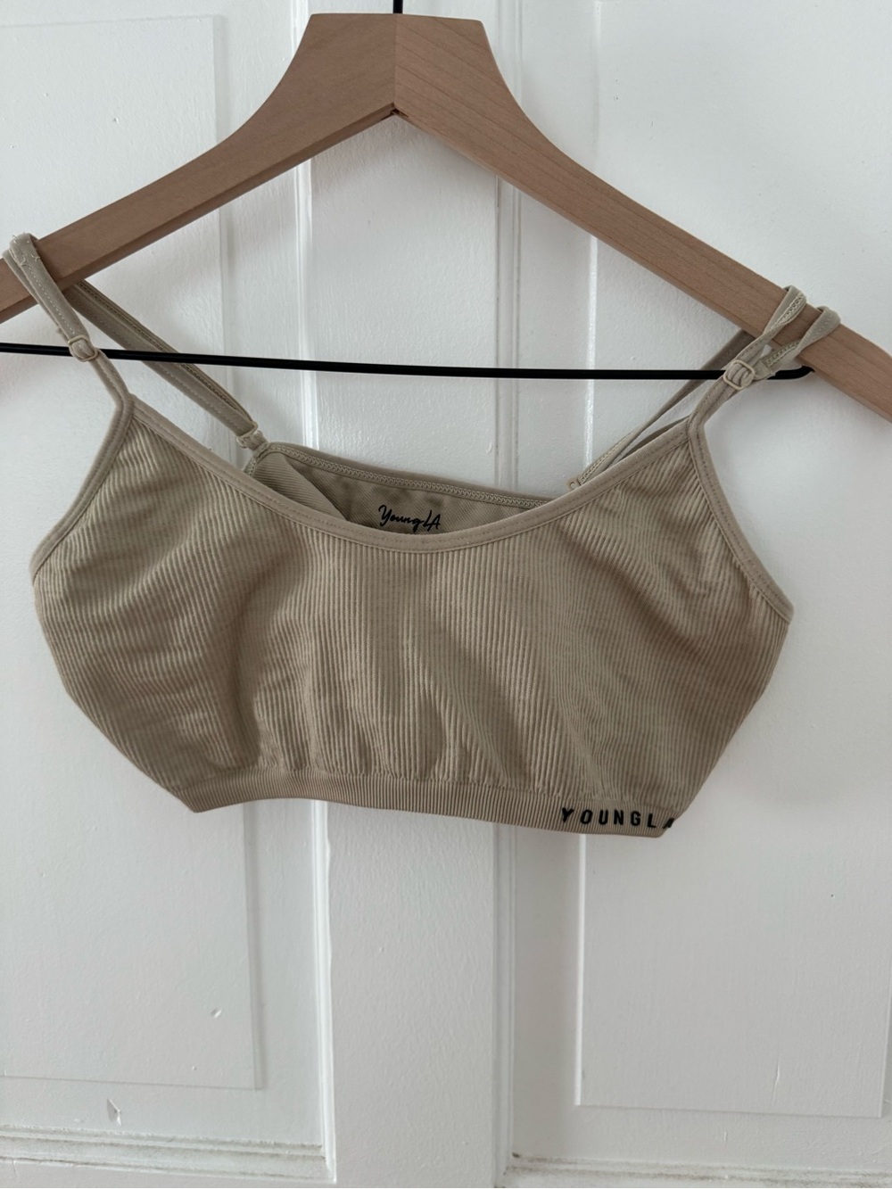 YoungLA Ribbed Bralette in Beige Taupe - No padding